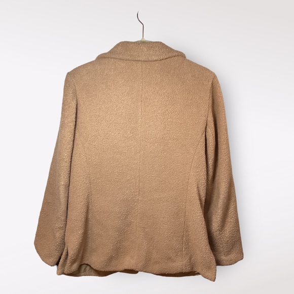 SANDRO Jacket Womens Button Front Long Sleeve Pockets Lined Camel Large Loosefit - Picture 4 of 5